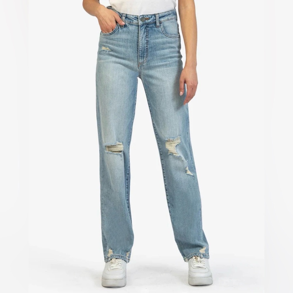 Kut From The Kloth Christine High Rise Straight Leg Jeans Golden Wash Size 6
